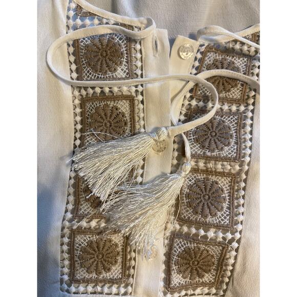 Hale Bob Bala Paneled Tunic Top Cream Tan Small Size 6 - Picture 10 of 10